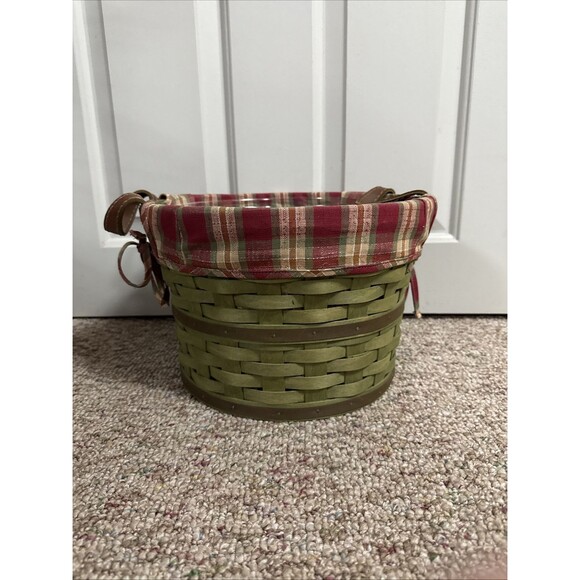 Longaberger 2005 Hostess Only Sage Green Large Bushel‎ Basket W/ Leather Handles - Picture 1 of 11
